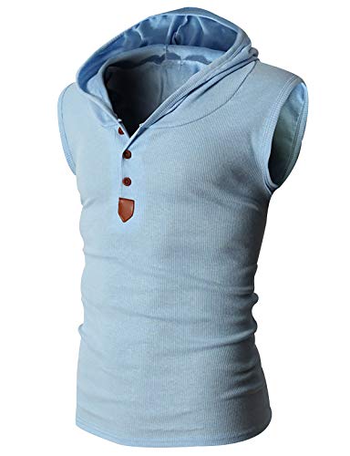 Tanktop Kapuze Herren Gym Muscle Vest Tank Top Herren Knöpfe Trägershirt Kapuzen Tanktops Männer Hoodie Ärmellos Tank-Top T Shirt Sport Tank Tops Herren Hoody Ärmellos Kapuzenpullover Fitness Blau M von Peuignao