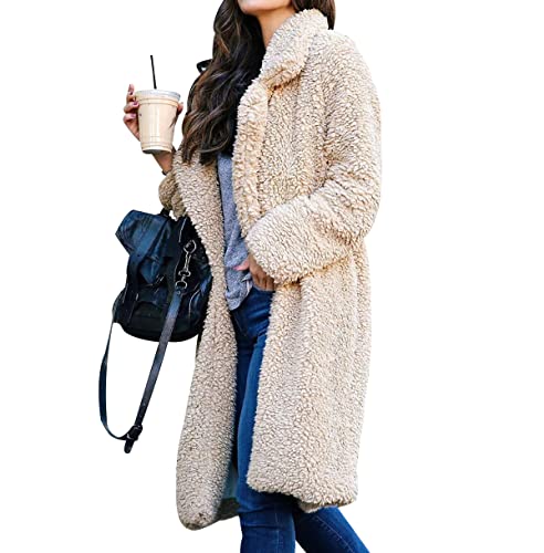 Teddy Mantel Damen Lang Teddy Jacken für Damen Teddyjacke Fleecejacke Vliesjacke Fleecemantel Damen Teddymantel Frau Plüschmantel Sherpa Flauschige Jacke Damen Teddymäntel Frauen Plüschjacke Damen 3XL von Peuignao