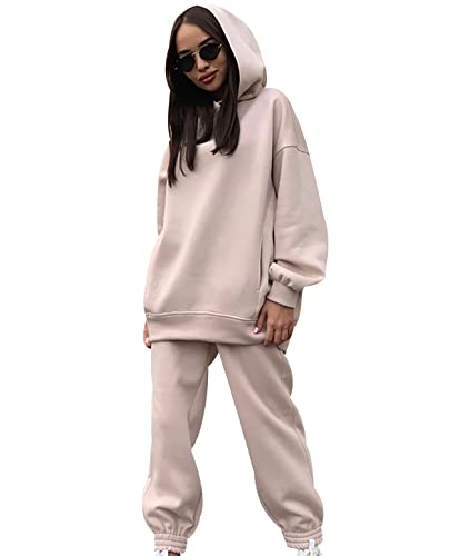 Trainingsanzug Damen Freizeitanzug Hausanzug Damen Kuschelig Große Größen Loungewear 2Pac Jogginganzug Damen Set Tracksuit Women Zweiteiler 2 Teiler Damen Jogginganzüge Trainingsanzüge Frauen Khaki XL von Peuignao