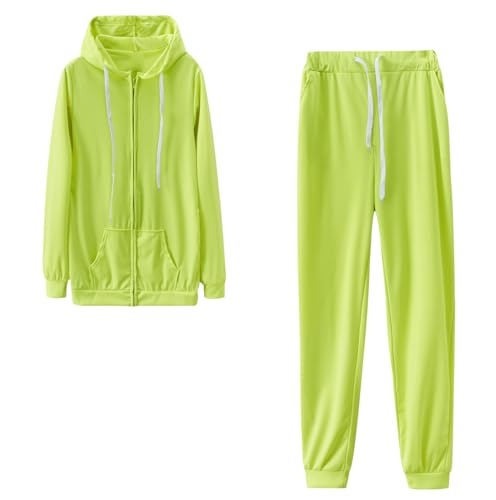Trainingsanzug Damen Jogginganzug Damen Set Hoodie Zipper Loungewear Damen Set Sportanzug Freizeitanzug Hausanzug Damen Set Jogginganzüge für Frauen Trainingsanzüge Damen Lang Große Größen Grün L von Peuignao