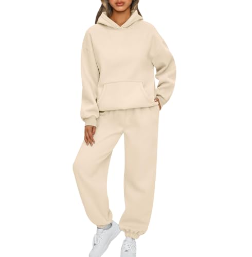 Trainingsanzug Damen Loungewear Damen Set Freizeitanzug Jogginganzug Damen Set Hoodie Hausanzug 2-Teilig Damen Kuschelig Sportanzug Damen Set Tracksuit Jogginganzüge Damen Lang Große Größen L von Peuignao