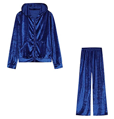 Velour Jogginganzug Damen Trainingsanzug Freizeitanzug Loungewear Damen Set Hausanzug Tracksuit Women 2 Teiler 2Pac Zweiteiler Damen Jogginganzug Damen Set Frauen Sport Trainingsanzüge Damen Blau M von Peuignao