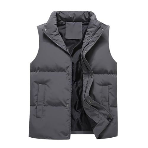 Wattierte Weste Herren Steppweste Herren Winterweste Ärmellose Jacke Herren Puffer Weste Herren Winter Warme Herrenwesten Übergrößen Gilet Männer Oversize Bodywarmer Weste Ärmellos Herren Grau 7XL von Peuignao