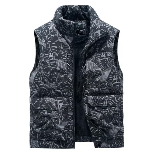 Weste Herren Outdoor Fleeceweste Herren Wattierte Weste Steppweste Winterweste Herren Gefüttert Ärmellose Jacke Fleece Weste Herren Herrenwesten Übergrößen Bodywarmer Weste Ärmellos Herren Camo 5XL von Peuignao