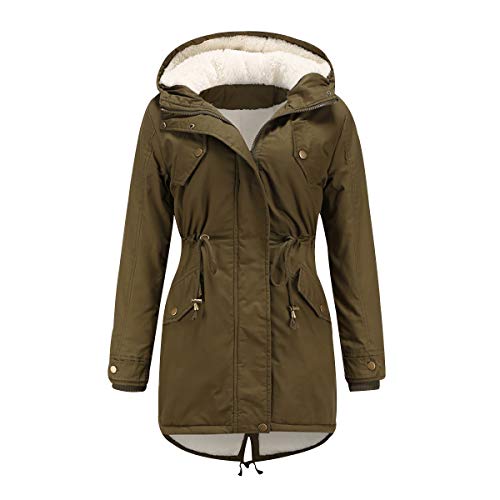 Winter Parka Damen Winterjacke mit Kapuze Damen Lang Winterparka Warmer Lange Wintermantel Damen Oversize Mantel Steppmantel Winterjacke Frauen Große Größen Wattierte Jacke Frau Langer Mäntel Grün L von Peuignao