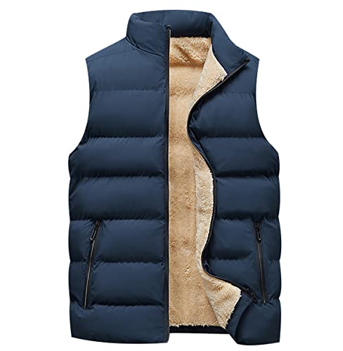 Winterweste Herren Ärmellose Fleeceweste Wattierte Weste Jacke Herren Fleece Steppweste Westen Männer Warme Oversize Armellose Weste Herren Winter Herrenwesten Übergrößen Steppjacke Herren Blau 4XL von Peuignao