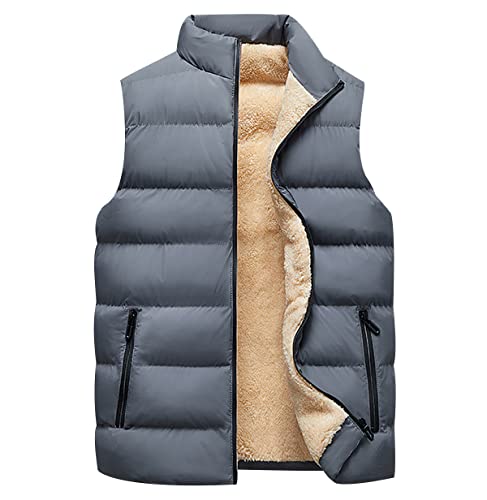 Winterweste Herren Ärmellose Fleeceweste Wattierte Weste Jacke Herren Fleece Steppweste Westen Männer Warme Oversize Armellose Weste Herren Winter Herrenwesten Übergrößen Steppjacke Herren Grau 10XL von Peuignao