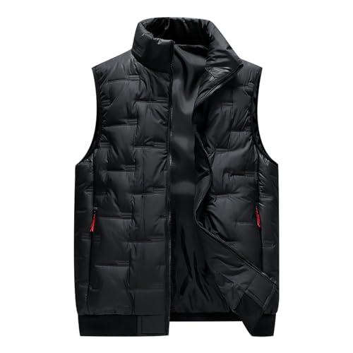 Winterweste Herren Gefüttert Steppweste Herren Ärmellose Jacke Westen Puffer Weste Herren Winter Warme Wattierte Weste Herren Übergrößen Bodywarmer Weste Stepp Ärmellos Herren Gilet Männer Schwarz 8XL von Peuignao