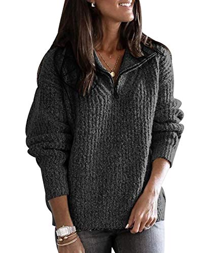 Peuignao Damen Oversize Strickpullover Grau XXL - Grobstrickpullover mit Rollkragen - Langarm - Wolle - Handwäsche empfohlen von Peuignao