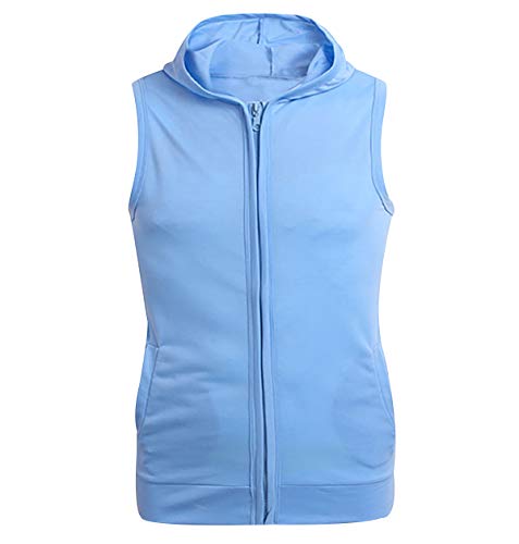 Zipped Hoodie Ärmellos Herren Tanktop Kapuze Herren Gym Vest Tank Top Herren Trägershirt Kapuzen Tanktops Männer Ärmelloses T Shirt Tank Tops Herren Hoody Ärmellos Kapuzenpullover Oversize Blau 5XL von Peuignao