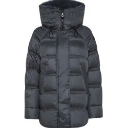 Graue Peuterey Daunenjacke Mit Kapuze Und Abnehmbarem Pelz von Peuterey