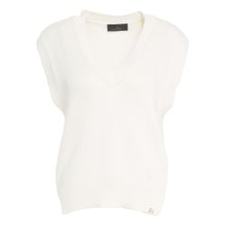 Weiße V-ausschnitt Strickweste Für Damen von Peuterey