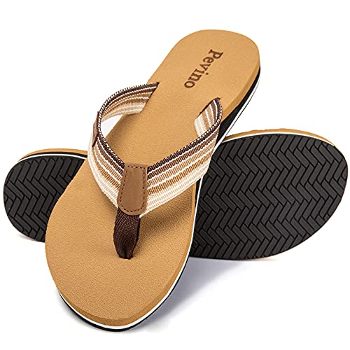 Pevino Orthopädische Flip-Flops für Damen, leger, bequem, Yoga-Matte, Zehensandalen mit Fußgewölbeunterstützung, braun+braun, 38.5 EU Pevino Orthopädische Flip-Flops für Damen, leger, bequem, Yoga-Matte, Zehensandalen mit Fußgewölbeunterstützung, braun+braun, 38.5 EU von Pevino