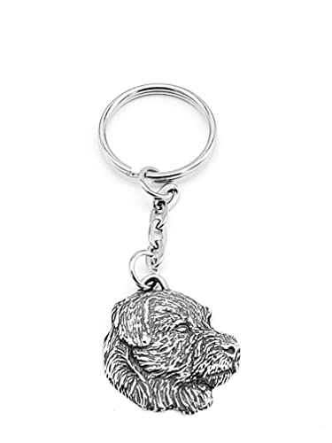 Lovetails Zinn Border Terrier Hund Schlüsselanhänger, handgefertigter Schlüsselanhänger aus Metall, Premium-Geschenk-Schlüsselanhänger für Männer, Frauen, Hunde von Pewter