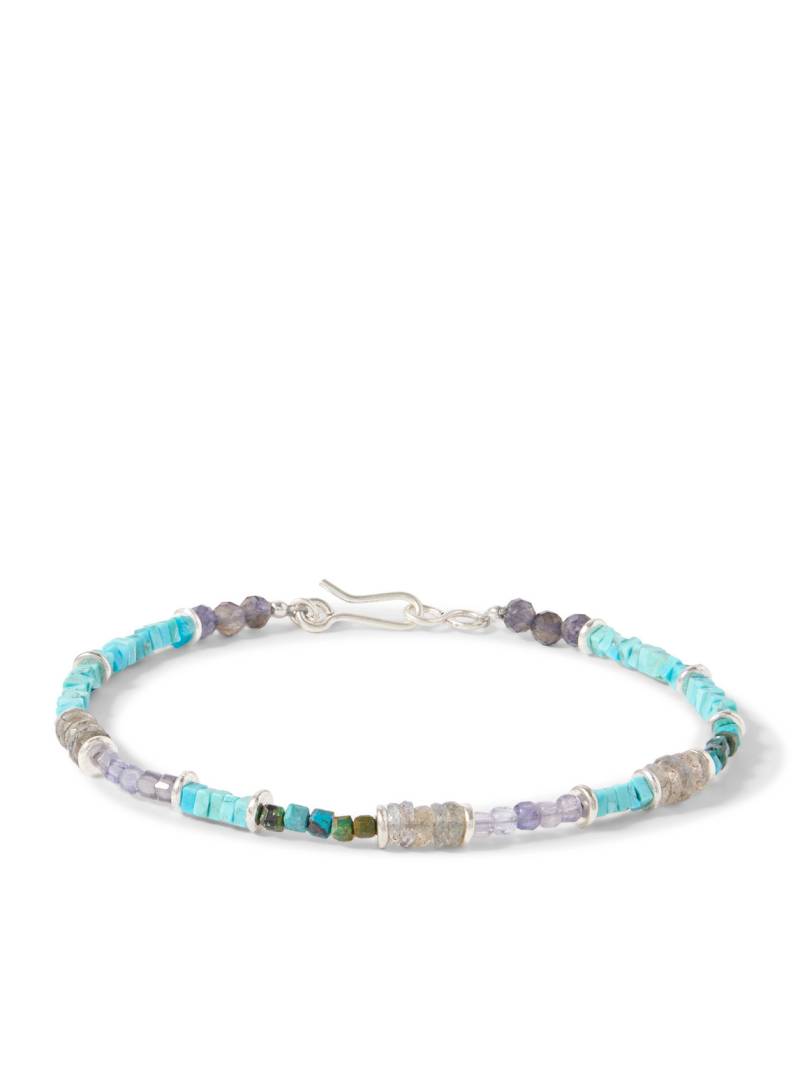 Peyote Bird - Pacific Sterling Silver Multi-Stone Beaded Bracelet - Men - Blue von Peyote Bird