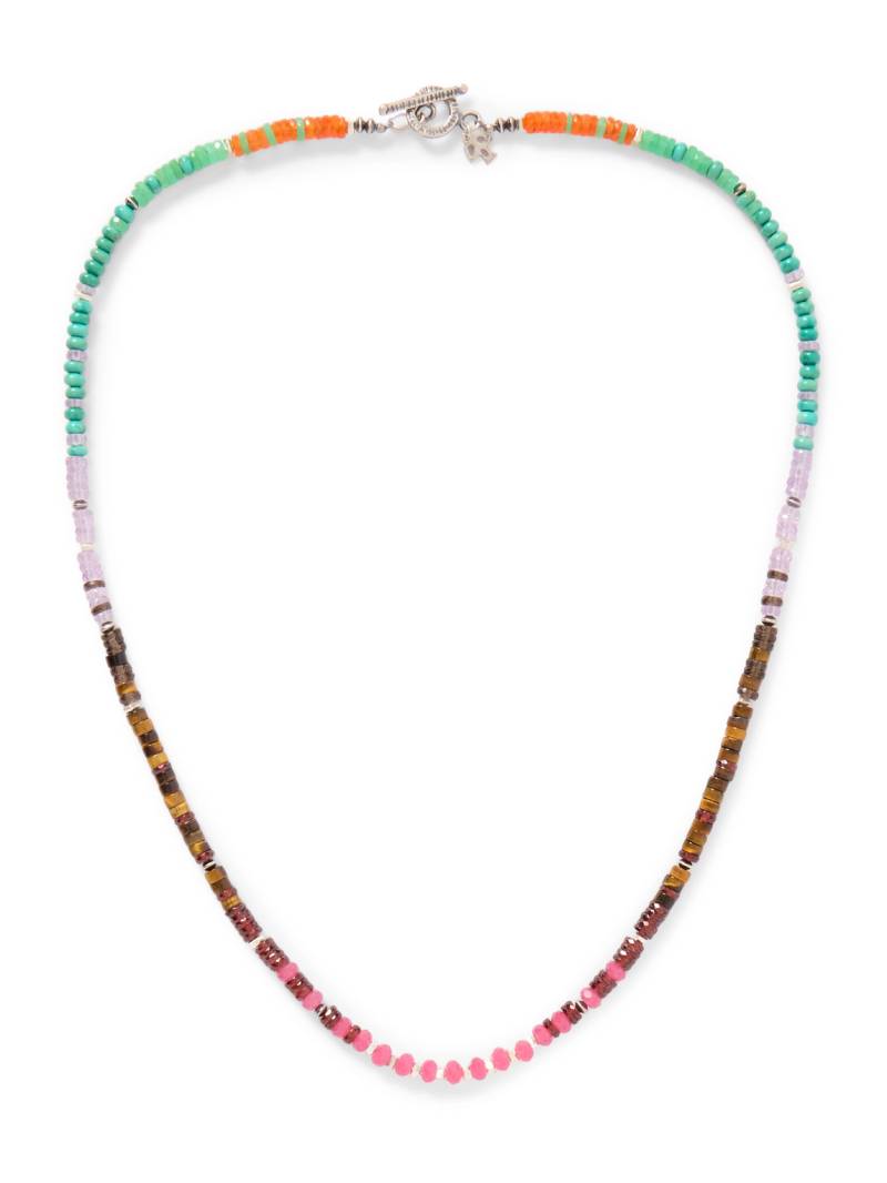 Peyote Bird - Poppy Sterling Silver Multi-Stone Beaded Bracelet - Men - Pink von Peyote Bird