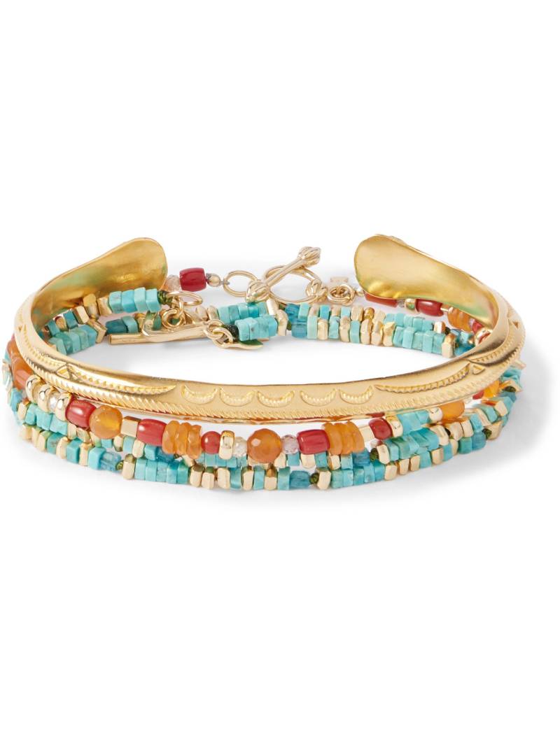 Peyote Bird - Set of Three Gold-Plated Multi-Stone Bracelet - Men - Gold von Peyote Bird