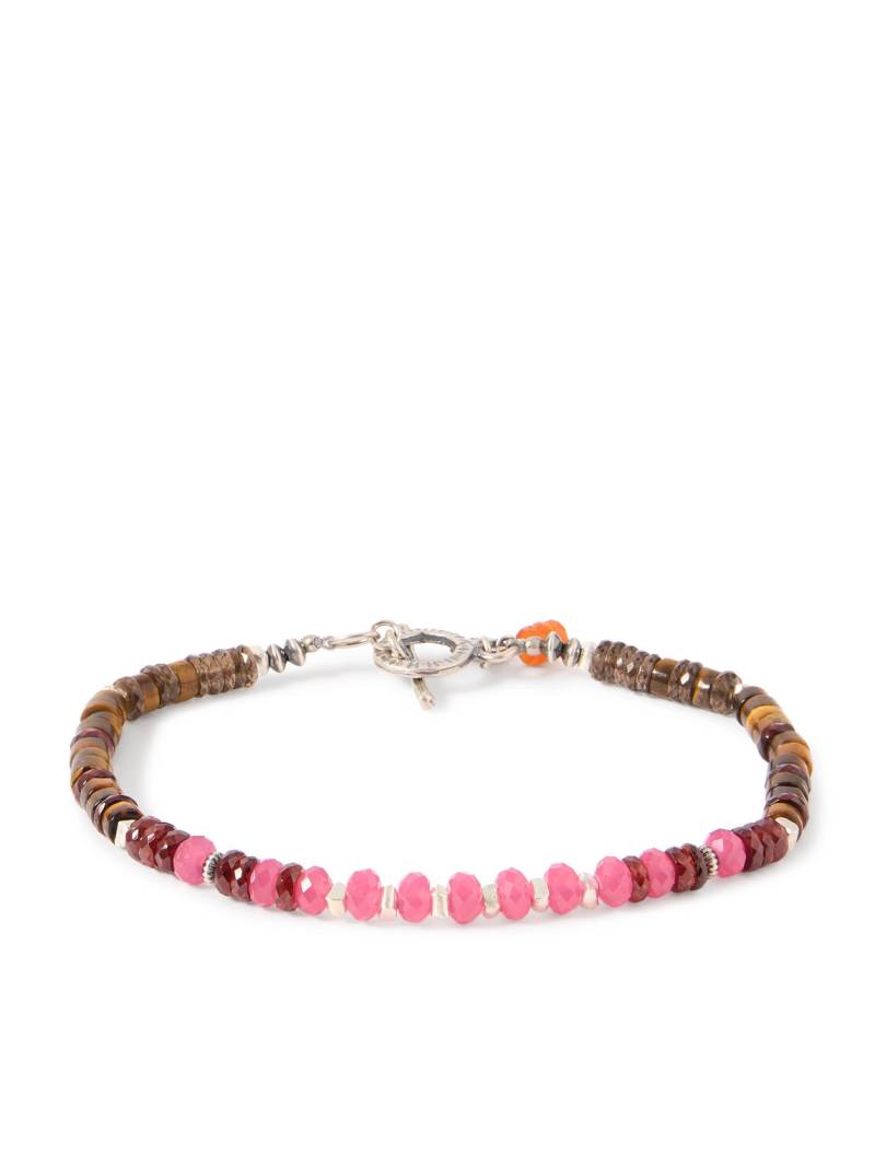 Peyote Bird - Vero Sterling Silver Multi-Stone Beaded Bracelet - Men - Pink von Peyote Bird