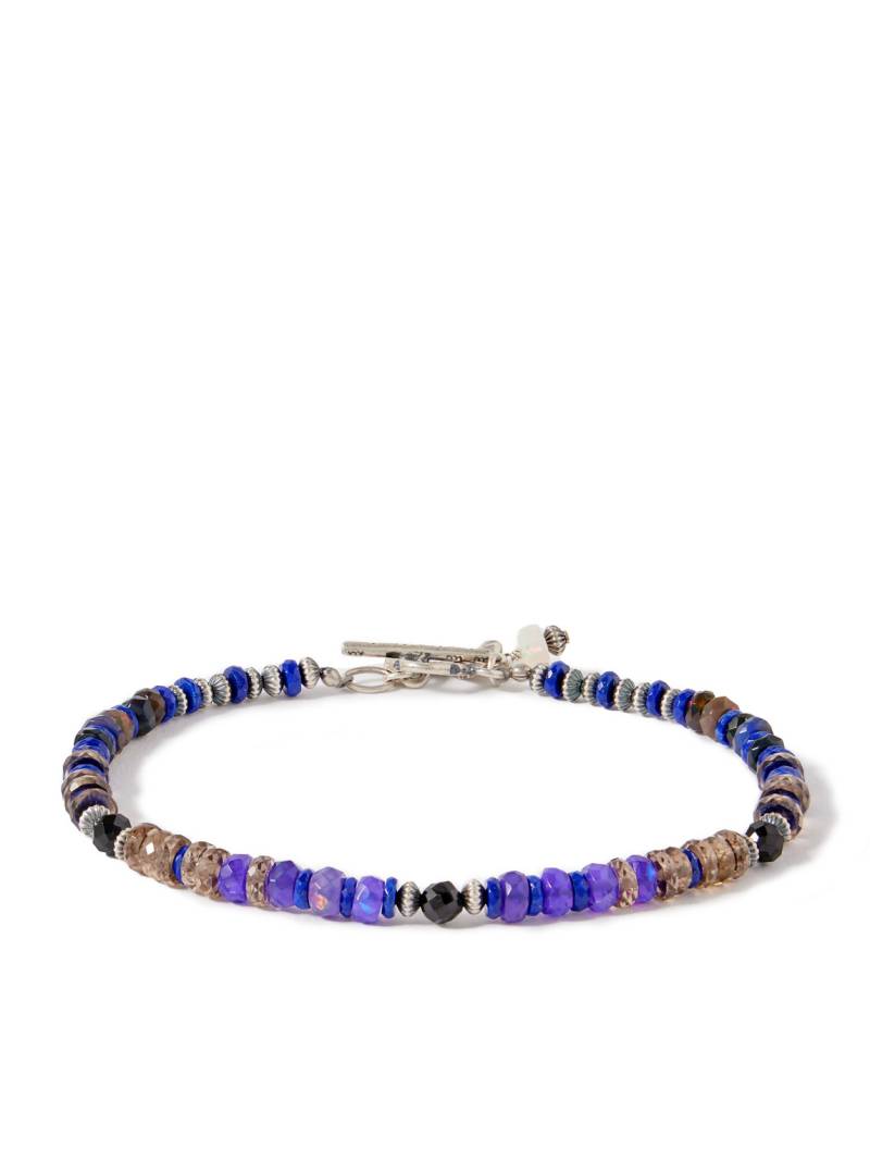 Peyote Bird - Zinnia Sterling Silver Multi-Stone Beaded Bracelet - Men - Blue von Peyote Bird