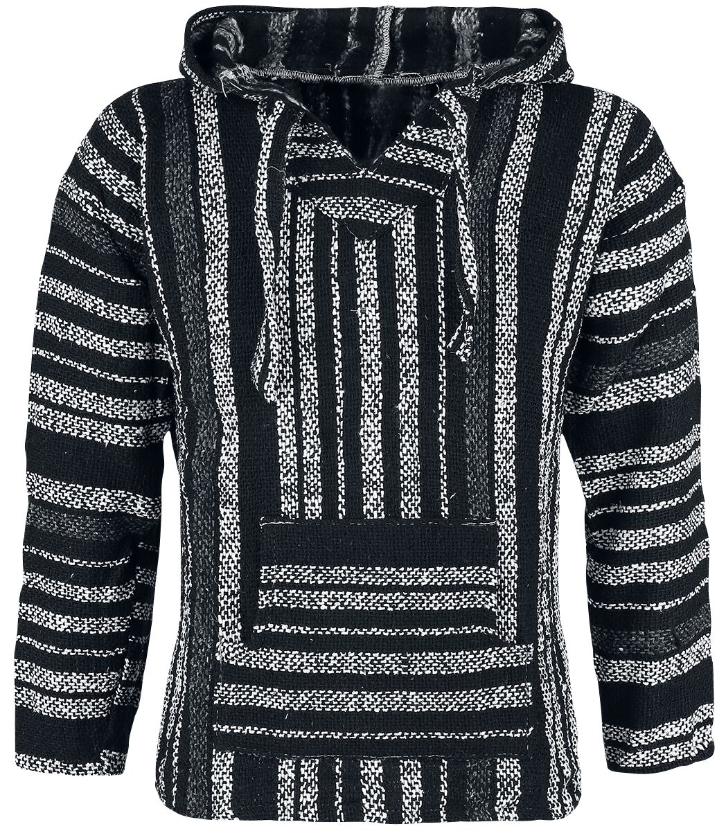 Peyote Kapuzenpullover - Mexican Hood - S bis M - für Männer - Größe S - schwarz/grau von Peyote