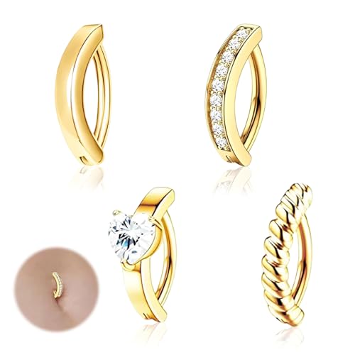 4 Stück Bauchnabelpiercing Piercing Schmuck, 14G Piercing Bauchnabel,10 mm Curved Nabel Barbell, Piercing Bauchnabel für Damen Herren von Peysaitr
