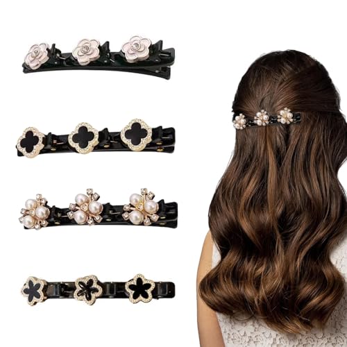 4 Stück Blume Haarspangen, Elegante Haarspangen, Französische Haarspangen, Kristall Haarspangen, Mode Haarspangen für Damen Frauen, Mädchen, Feines und Mitteldickes Haar von Peysaitr