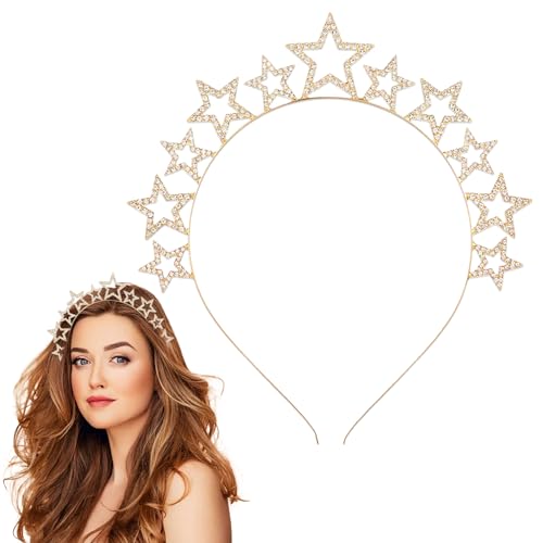 Glitter Star Headband, Stern-Stirnband, Strass Haarbänder, Party Kopfschmuck, Metall Haarband, Faschingsfeier Haarreif für Frauen Mädchen, Kostümparty und Hochzeits von Peysaitr