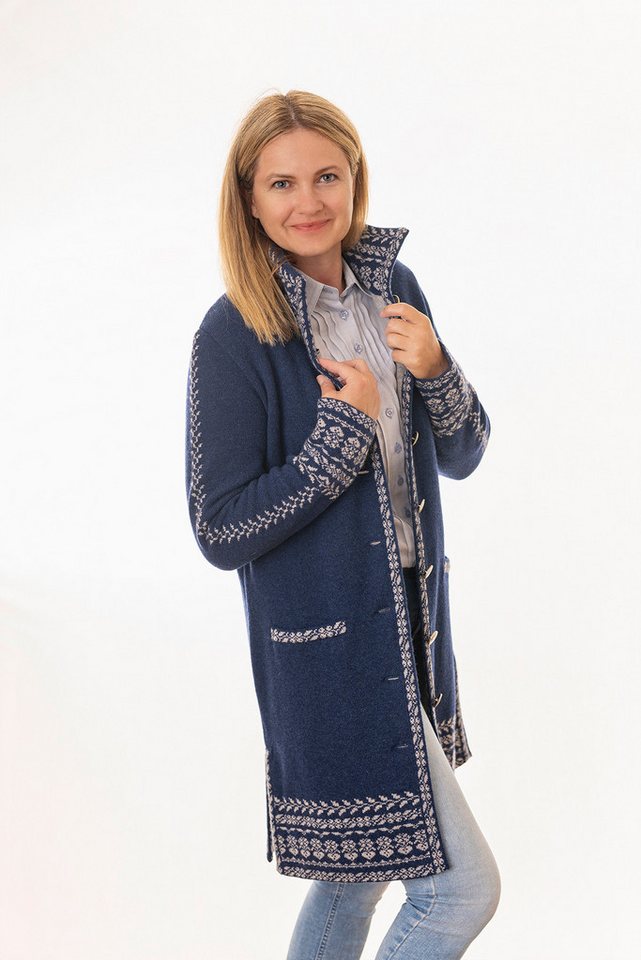 Pezzo D'oro Strickmantel Gehrock Indigoblau,Strickjacke long Merinowolle, aus Bayern in aufwändiger Handarbeit in kleiner Manufaktur gefertigt von Pezzo D'oro
