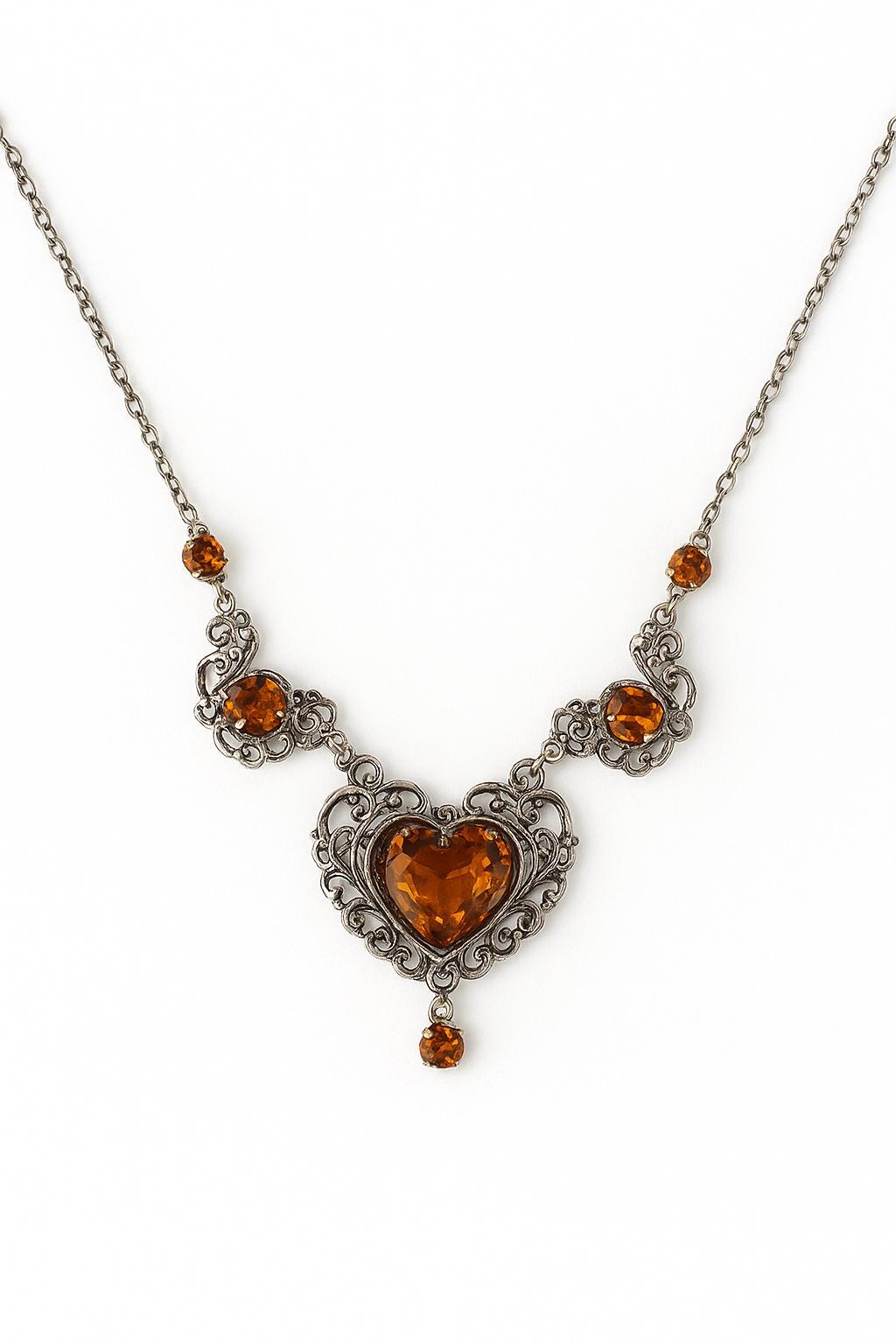 Trachtencollier Altsilber Mit Bernsteinfarbenen Schmucksteinen - Eleganter Trachtenschmuck Nickelfrei Trachtencollier Altsilber Mit Bernsteinfarbenen Schmucksteinen - Eleganter Trachtenschmuck Nickelfrei von PezzodoroDesign