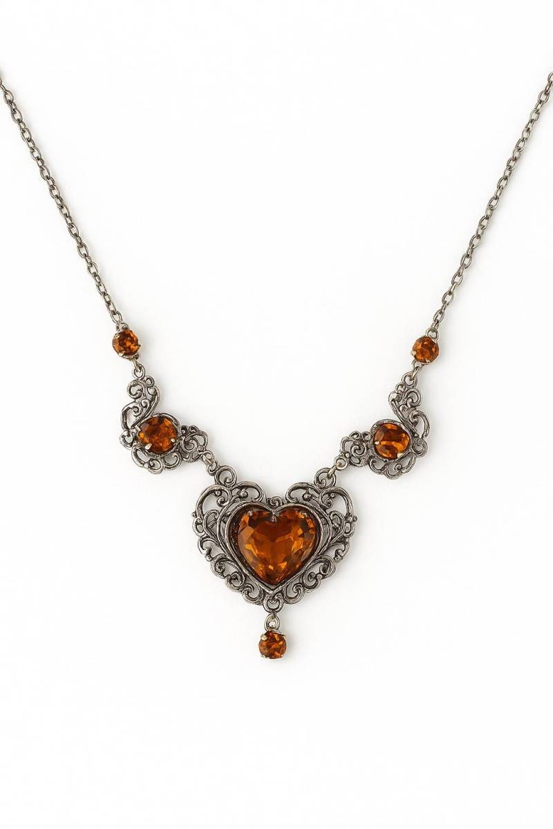 Trachtencollier Altsilber Mit Bernsteinfarbenen Schmucksteinen - Eleganter Trachtenschmuck Nickelfrei Trachtencollier Altsilber Mit Bernsteinfarbenen Schmucksteinen - Eleganter Trachtenschmuck Nickelfrei von PezzodoroDesign
