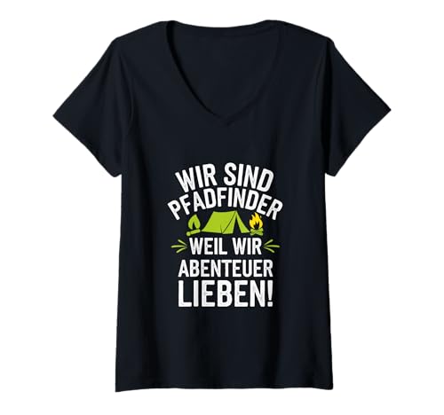 Damen Lustiger Pfadfinder Spruch Pfadfinder Verein Zeltlager T-Shirt mit V-Ausschnitt von Pfadfinder Designs