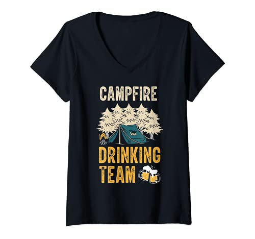 Damen Pfadfinder Bier trinken Spaß Camping Party T-Shirt mit V-Ausschnitt Damen Pfadfinder Bier trinken Spaß Camping Party T-Shirt mit V-Ausschnitt von Pfadfinder Wander Camping Outfits
