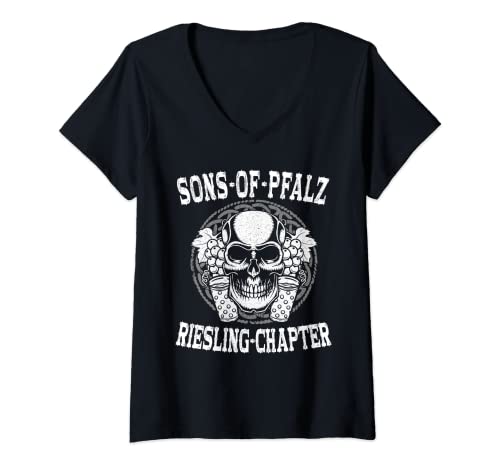 Damen Sons of Pfalz Riesling Chapter Weinschorle Pfälzer T-Shirt mit V-Ausschnitt von Pfälzer Geschenkideen
