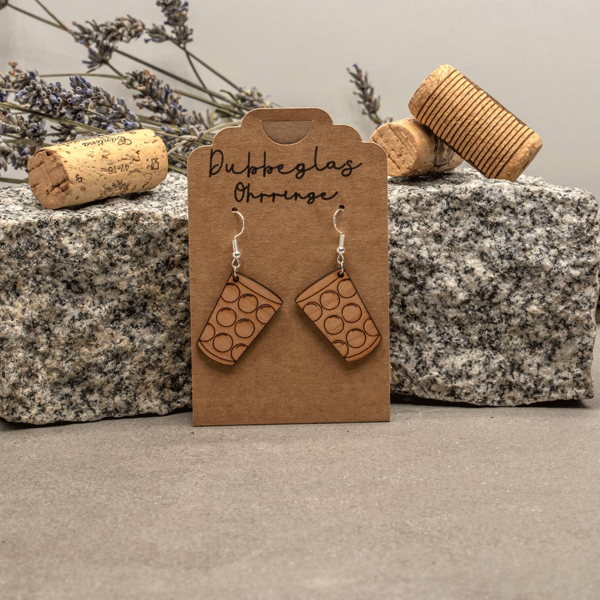 Dubbeglas Echtholz Ohrringe Kirsch Oder Eichenholz Mit Versilberten Ohrhaken von Pfalzlaser