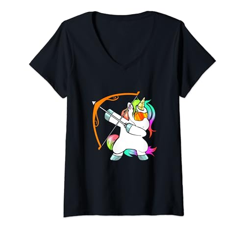 Damen Bogenschießen Einhorn für Kinder Bogenschütze Pfeil Bogen T-Shirt mit V-Ausschnitt Damen Bogenschießen Einhorn für Kinder Bogenschütze Pfeil Bogen T-Shirt mit V-Ausschnitt von Pfeil und Bogen Shop