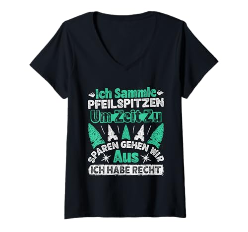 Damen Pfeile Sammler ICH SAMMLE PFEILSPITZEN Lustig Jagdspitzen T-Shirt mit V-Ausschnitt von Pfeilspitzen Jagdspitzen für Pfeile Sammler TShirt