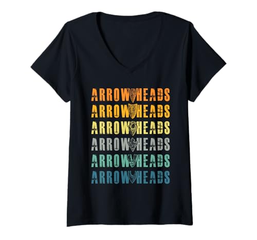Damen Pfeilspitzen ARROW HEADS Pfeile Sammler Lustiges Sammlung T-Shirt mit V-Ausschnitt Damen Pfeilspitzen ARROW HEADS Pfeile Sammler Lustiges Sammlung T-Shirt mit V-Ausschnitt von Pfeilspitzen Jagdspitzen für Pfeile Sammler TShirt
