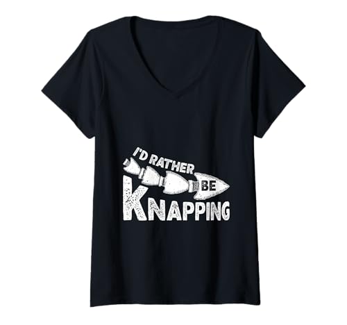 Damen Pfeilspitzen I'D RATHER BE KNAPPING Lustig Pfeile Sammler T-Shirt mit V-Ausschnitt Damen Pfeilspitzen I'D RATHER BE KNAPPING Lustig Pfeile Sammler T-Shirt mit V-Ausschnitt von Pfeilspitzen Jagdspitzen für Pfeile Sammler TShirt