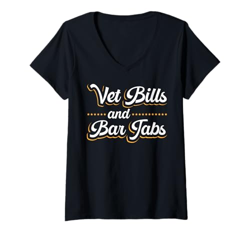 Damen Vet Bills And Bar Tabs Barmann T-Shirt mit V-Ausschnitt Damen Vet Bills And Bar Tabs Barmann T-Shirt mit V-Ausschnitt von Pferd Haustierbesitzer Tierarztrechnungen Bar