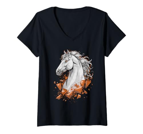 Damen Pferd T -Shirt Männer Frauen Orange Animal School Sport Fan T-Shirt mit V-Ausschnitt Damen Pferd T -Shirt Männer Frauen Orange Animal School Sport Fan T-Shirt mit V-Ausschnitt von Pferd T -Shirt Männer Frauen Tierschule Sport