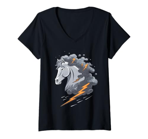 Damen Pferd T -Shirt Männer Frauen Orange Animal School Sport Fan T-Shirt mit V-Ausschnitt Damen Pferd T -Shirt Männer Frauen Orange Animal School Sport Fan T-Shirt mit V-Ausschnitt von Pferd T -Shirt Männer Frauen Tierschule Sport