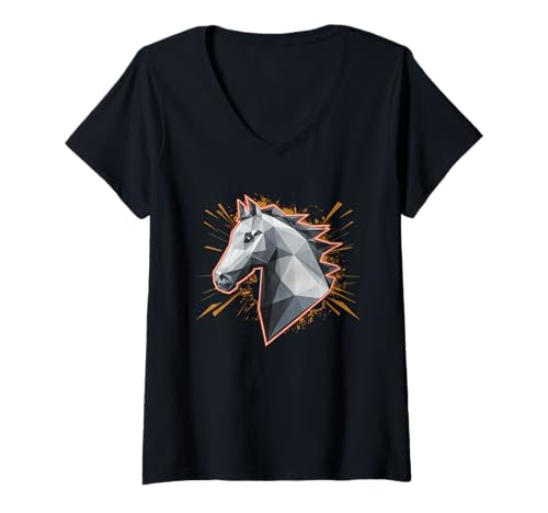 Damen Pferd T -Shirt Männer Frauen Orange Animal School Sport Fan T-Shirt mit V-Ausschnitt Damen Pferd T -Shirt Männer Frauen Orange Animal School Sport Fan T-Shirt mit V-Ausschnitt von Pferd T -Shirt Männer Frauen Tierschule Sport