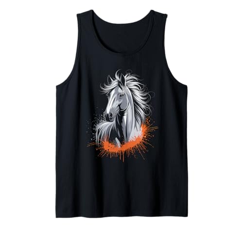 Pferd T -Shirt Männer Frauen Orange Animal School Sport Fan Tank Top von Pferd T -Shirt Männer Frauen Tierschule Sport