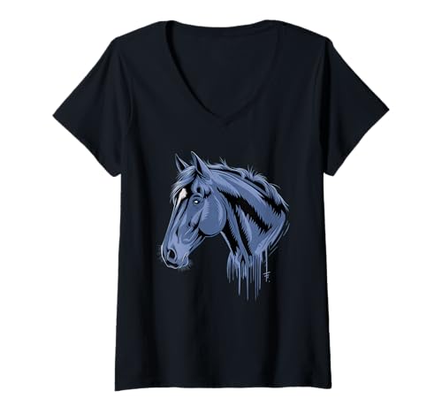 Damen Pferd Tshirt Männer Frauen Blau Animal School Sport Fan T-Shirt mit V-Ausschnitt Damen Pferd Tshirt Männer Frauen Blau Animal School Sport Fan T-Shirt mit V-Ausschnitt von Pferd TShirt Männer Frauen Tiere Sport