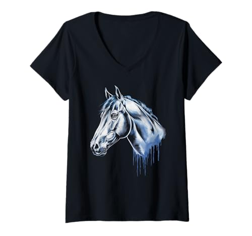 Damen Pferd Tshirt Männer Frauen Blau Animal School Sport Fan T-Shirt mit V-Ausschnitt Damen Pferd Tshirt Männer Frauen Blau Animal School Sport Fan T-Shirt mit V-Ausschnitt von Pferd TShirt Männer Frauen Tiere Sport