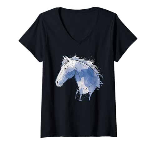 Damen Pferd Tshirt Männer Frauen Blau Animal School Sport Fan T-Shirt mit V-Ausschnitt Damen Pferd Tshirt Männer Frauen Blau Animal School Sport Fan T-Shirt mit V-Ausschnitt von Pferd TShirt Männer Frauen Tiere Sport