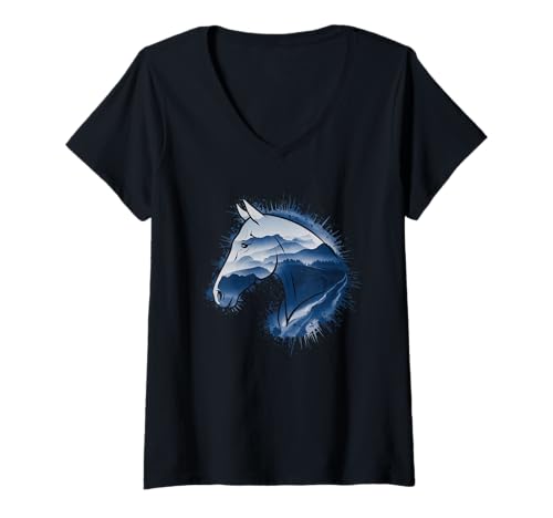 Damen Pferd Tshirt Männer Frauen Blau Animal School Sport Fan T-Shirt mit V-Ausschnitt Damen Pferd Tshirt Männer Frauen Blau Animal School Sport Fan T-Shirt mit V-Ausschnitt von Pferd TShirt Männer Frauen Tiere Sport