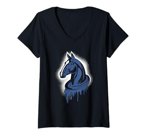 Damen Pferd Tshirt Männer Frauen Blau Animal School Sport Fan T-Shirt mit V-Ausschnitt Damen Pferd Tshirt Männer Frauen Blau Animal School Sport Fan T-Shirt mit V-Ausschnitt von Pferd TShirt Männer Frauen Tiere Sport