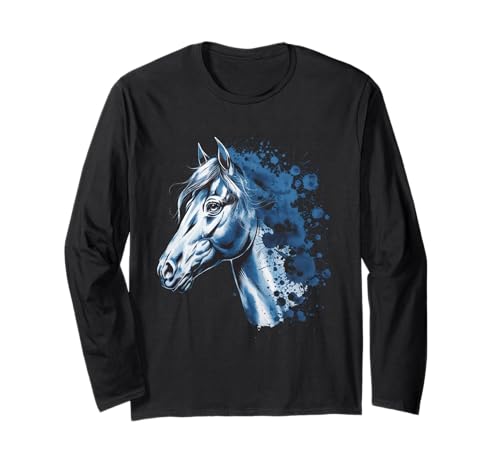 Pferd Tshirt Männer Frauen Blau Animal School Sport Fan Langarmshirt Pferd Tshirt Männer Frauen Blau Animal School Sport Fan Langarmshirt von Pferd TShirt Männer Frauen Tiere Sport