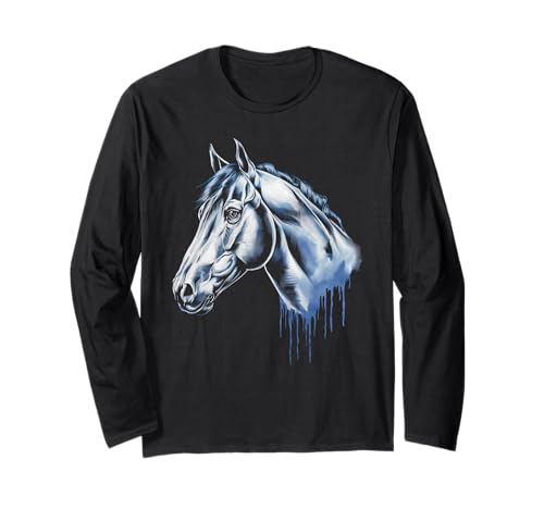 Pferd Tshirt Männer Frauen Blau Animal School Sport Fan Langarmshirt Pferd Tshirt Männer Frauen Blau Animal School Sport Fan Langarmshirt von Pferd TShirt Männer Frauen Tiere Sport